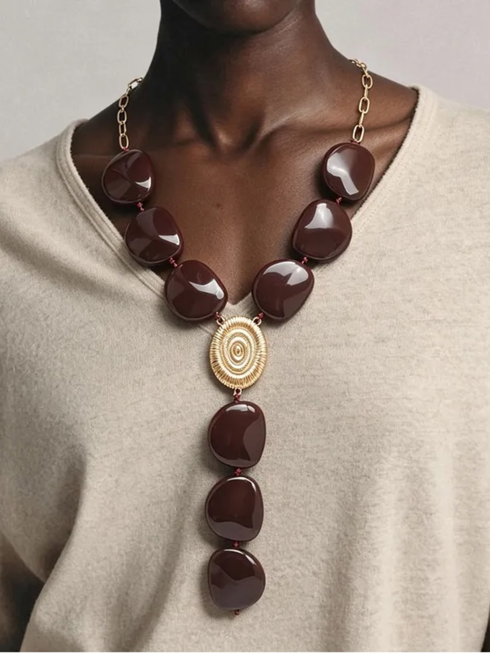Zara Gold Color Shell Necklace - Picture 3 of 13